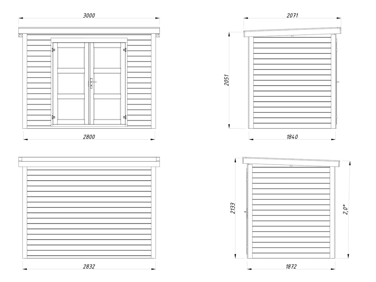 Casetta da giardino Olivia 1 280x184 cm in abete grezzo - 119223 - foto 3