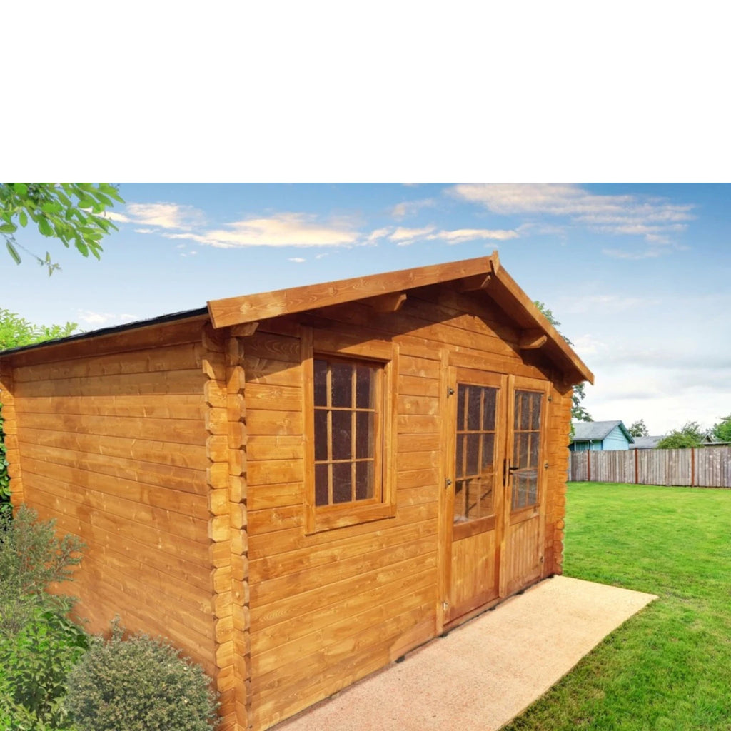 Casetta Ines da giardino 400x400 cm in Abete Impregnato in Autoclave, con doppia porta con serratura e finestra apribile