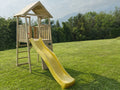 Torretta di avvistamento da giardino Kicca con scivolo, scaletta e parete per arrampicata, realizzata in pino impregnato