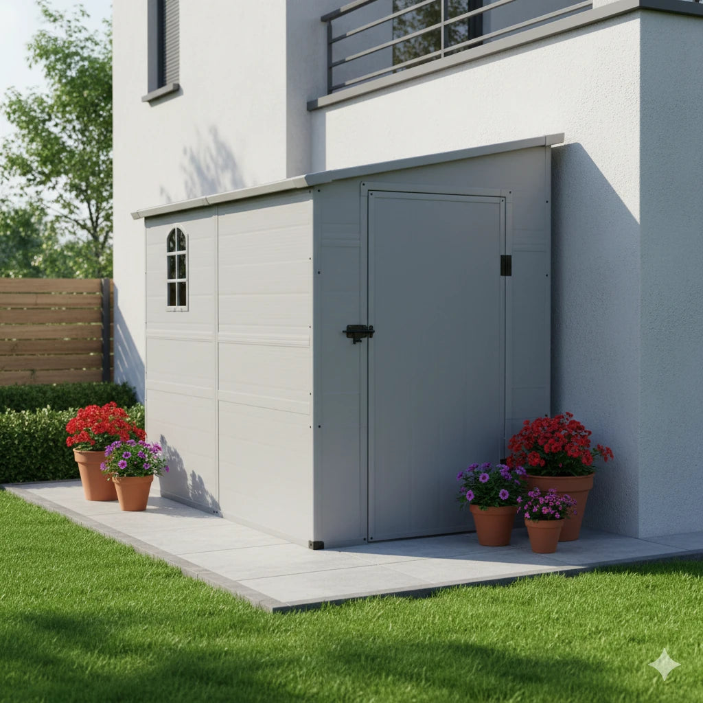 Casetta Hause ambientata in un giardino, che ne evidenzia le dimensioni e l'utilità per mantenere lo spazio esterno ordinato e pulito | Albert Stock