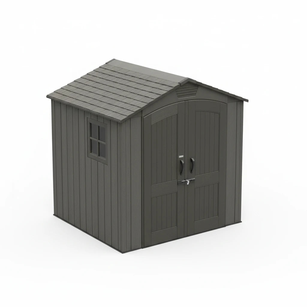 Casetta Venezia in Polietilene HDPE a doppia parete (213x213 cm) con lucernario, finestra apribile, porta rinforzata e pavimento incluso, vista laterale