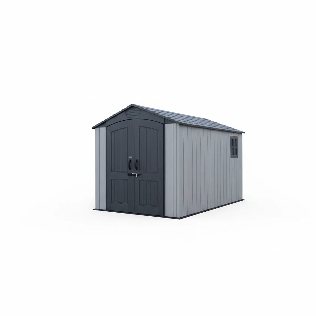 Casetta Venezia in Polietilene HDPE a doppia parete (204x354 cm) con lucernario, 2 finestre apribili, porta rinforzata e pavimento incluso, vista laterale