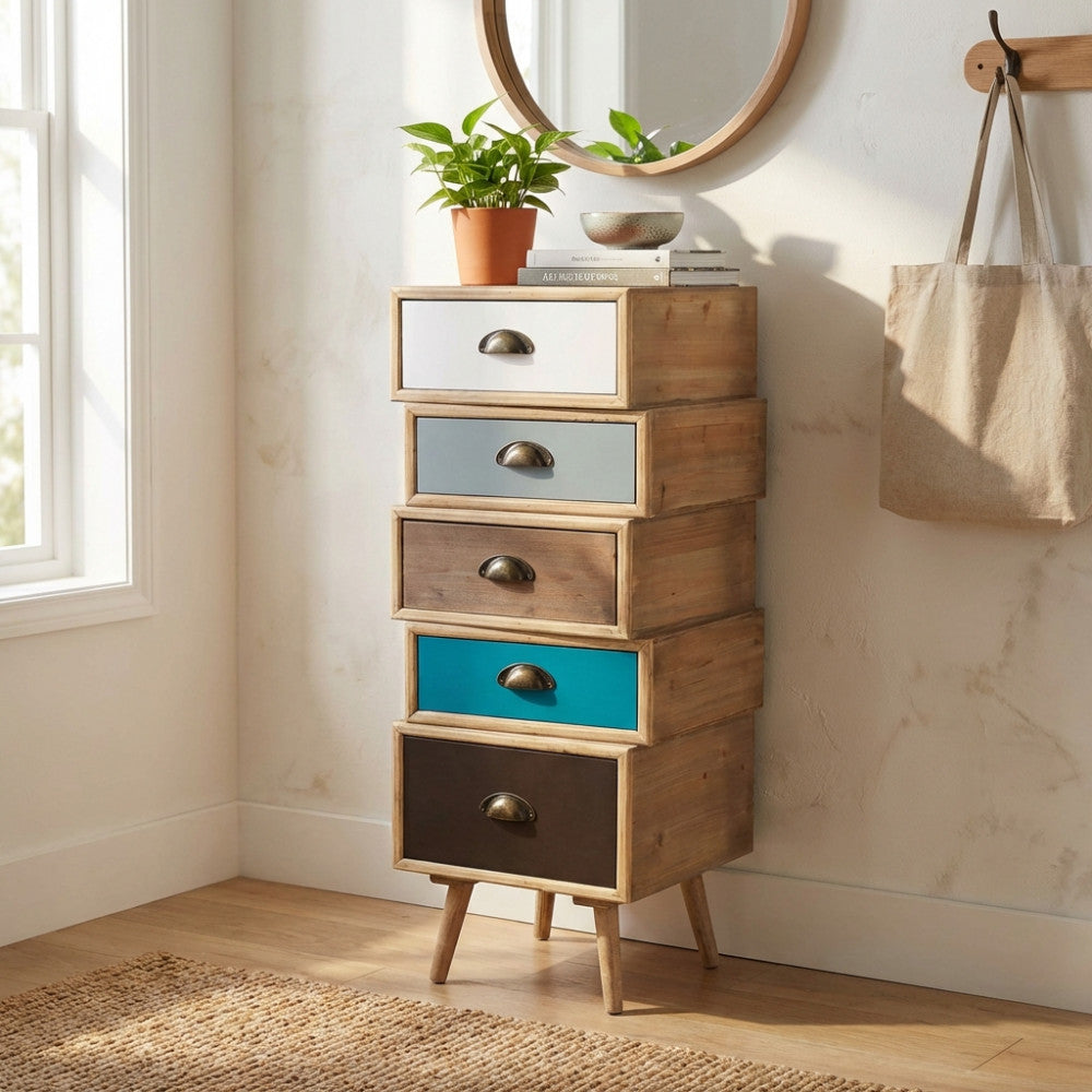 Cassettiera Cosma Colorado multicolore in legno