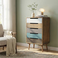 Cassettiera Cosma Darwin in legno scuro con cinque cassetti multicolore
