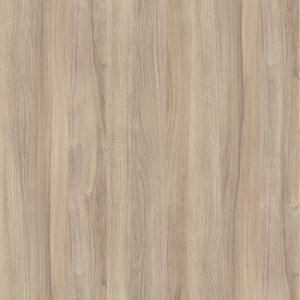 Dettaglio ravvicinato della finitura effetto legno di olmo, mostrando le venature naturali e la superficie tattile.