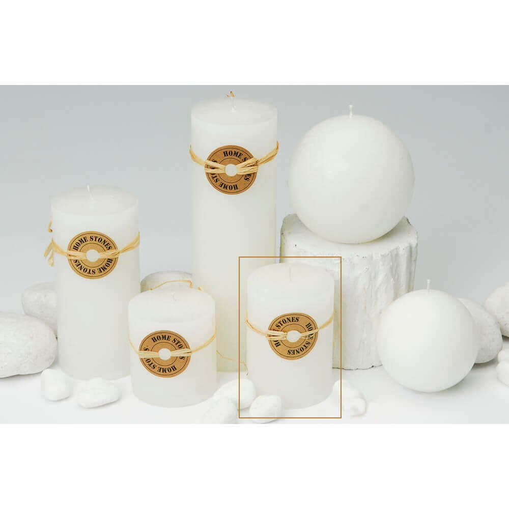composizione set candele-con-candela-cilindrica-bianca-profumata-vaniglia-9cm