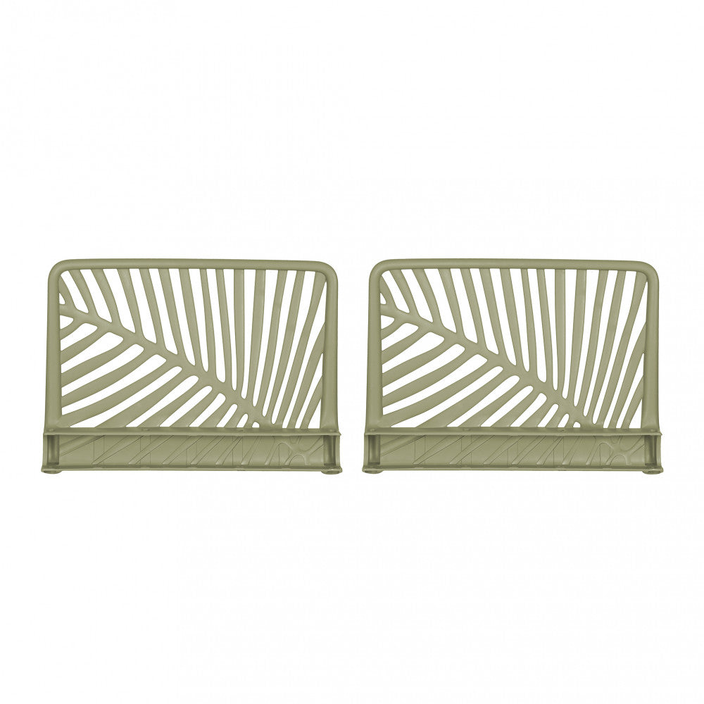 Coppia di braccioli Guaranà in polipropilene verde oliva con design a foglia.