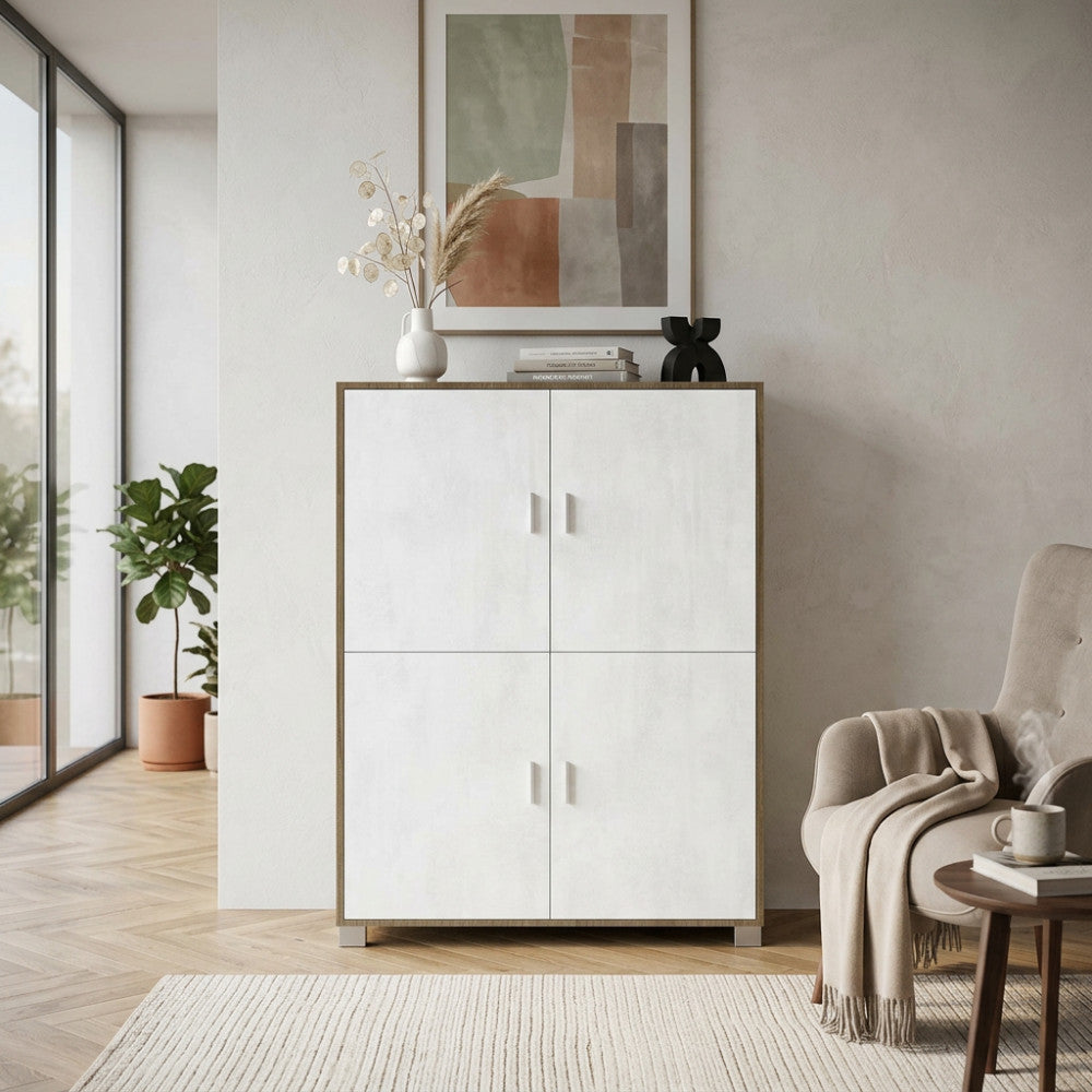Credenza 4 Ante in Kit Noce Stelvio e Ossido Bianco - MG808820 - foto 2
