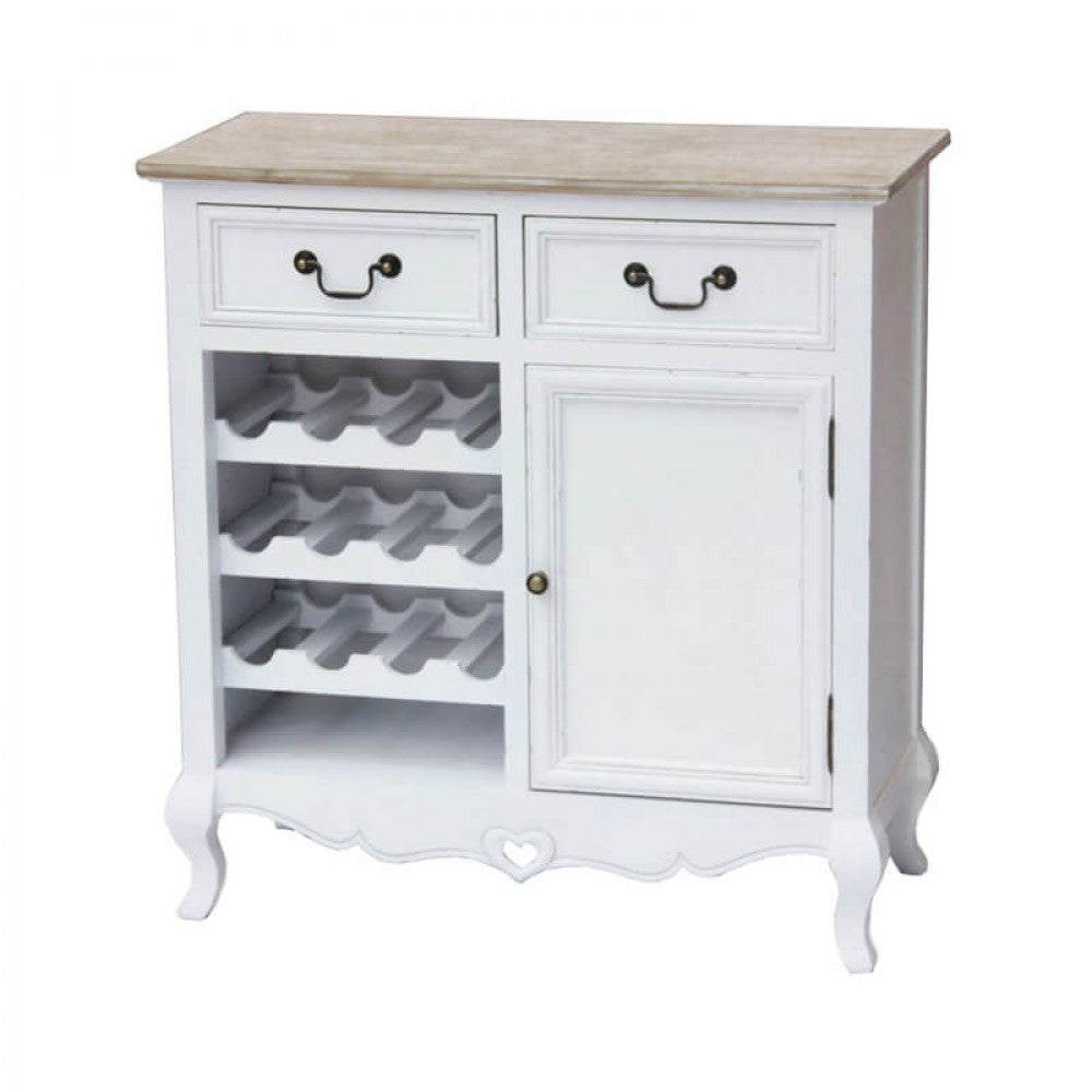 Credenza Cantina Cuore in Paulonia Bianco e Nocciola - MO805714