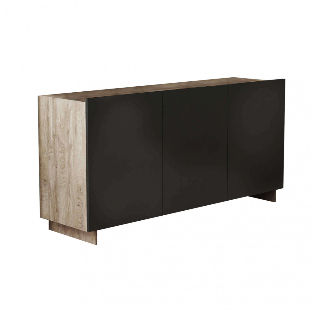 Dettaglio isolato della credenza Carlile su sfondo bianco, evidenziando le linee pulite e il design senza maniglie.