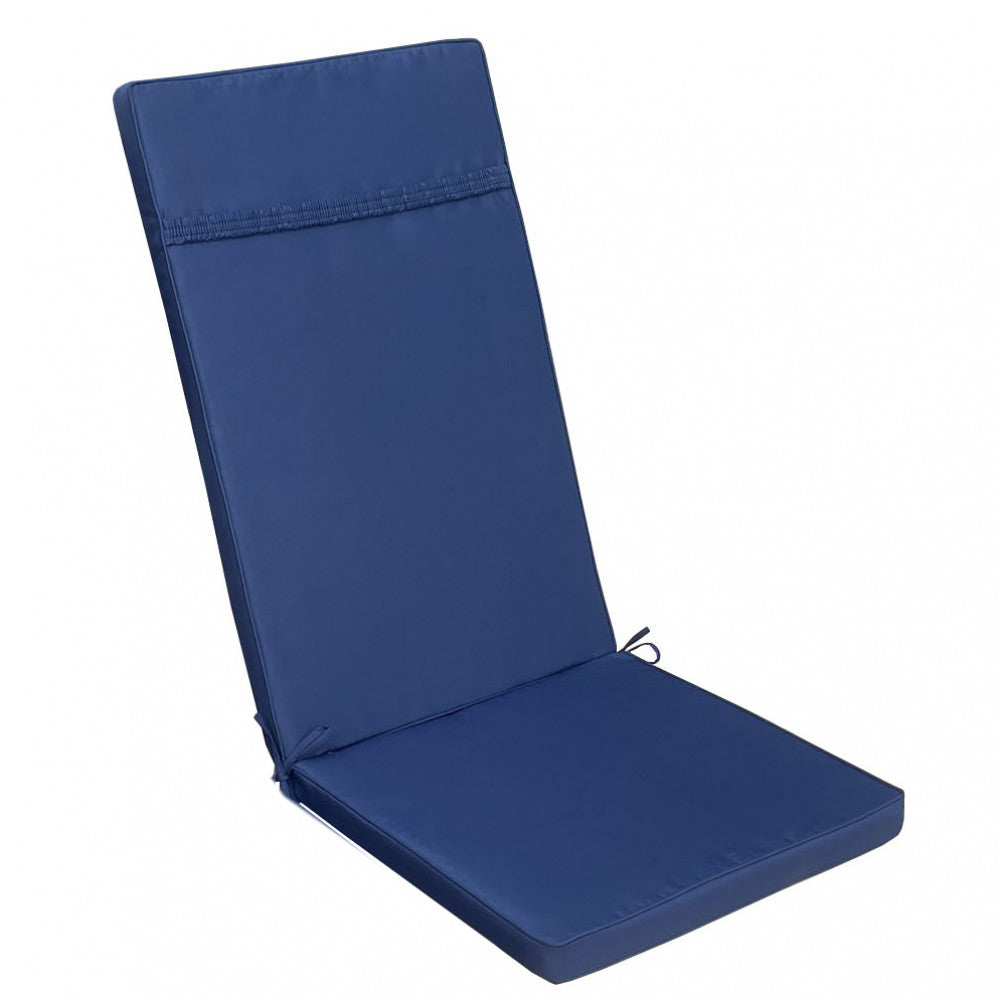 Vista posteriore isolata del Cuscino Real Alto Blu Scuro, con focus sulle cuciture sartoriali e la fascia di ancoraggio.