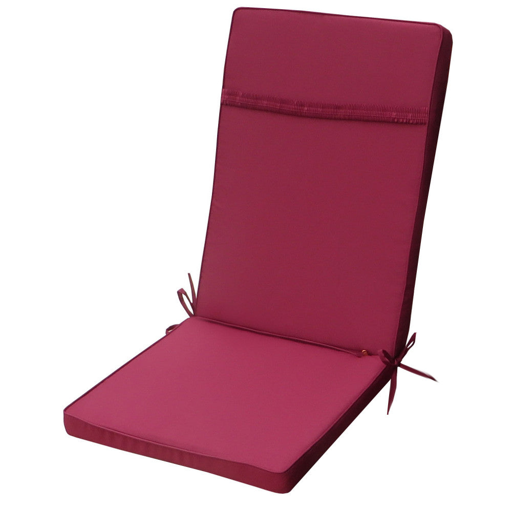 Vista posteriore del cuscino magenta, con focus sulla fascia elastica per un'aderenza perfetta alla seduta.