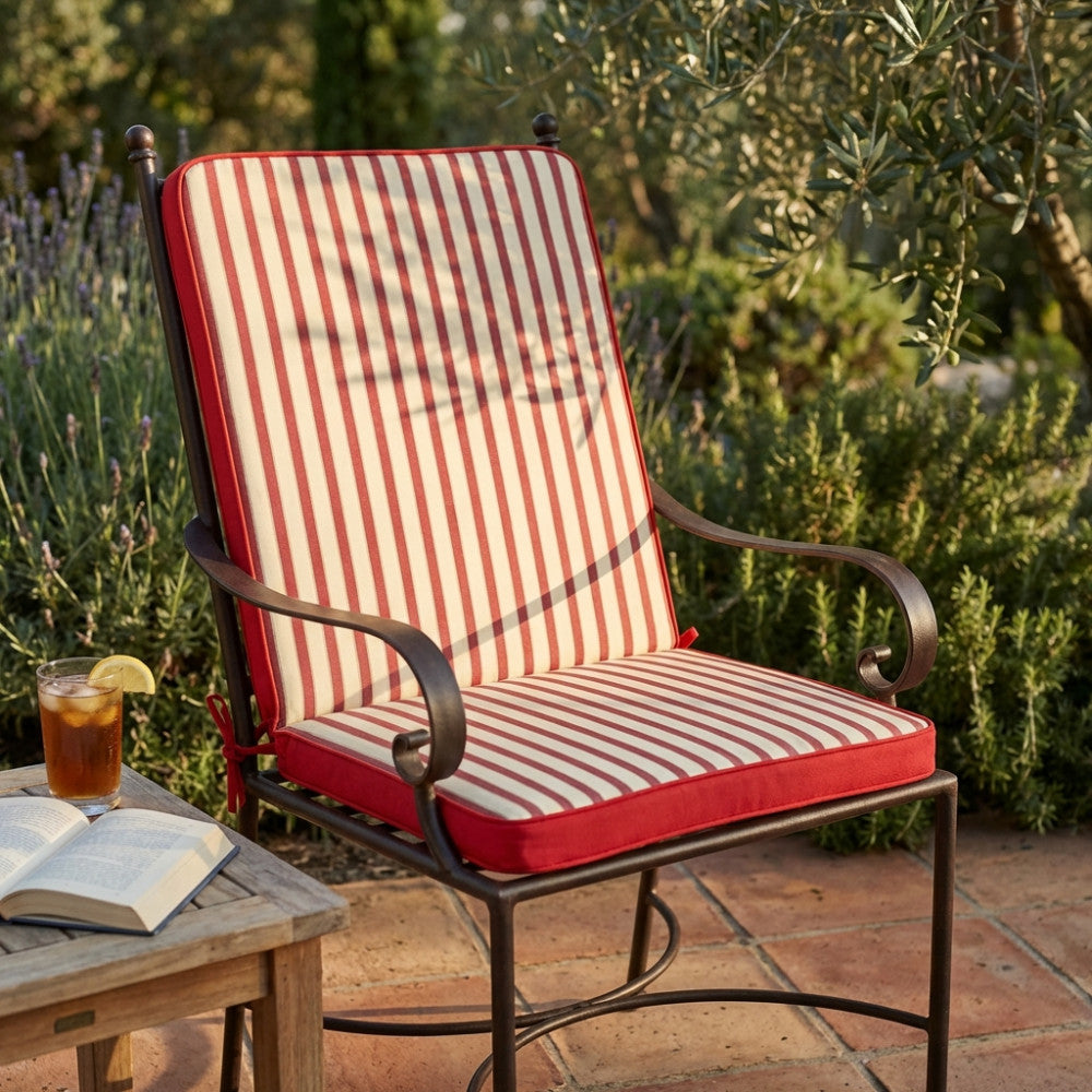 Cuscino outdoor Cosma a righe rosse e beige
