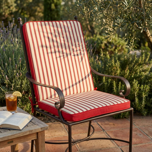 Cuscino outdoor Cosma a righe rosse e beige