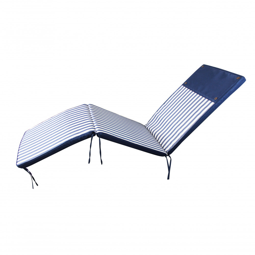 Cuscino steamer a righe blu isolato su sfondo bianco, che mostra la struttura snodata e i laccetti.