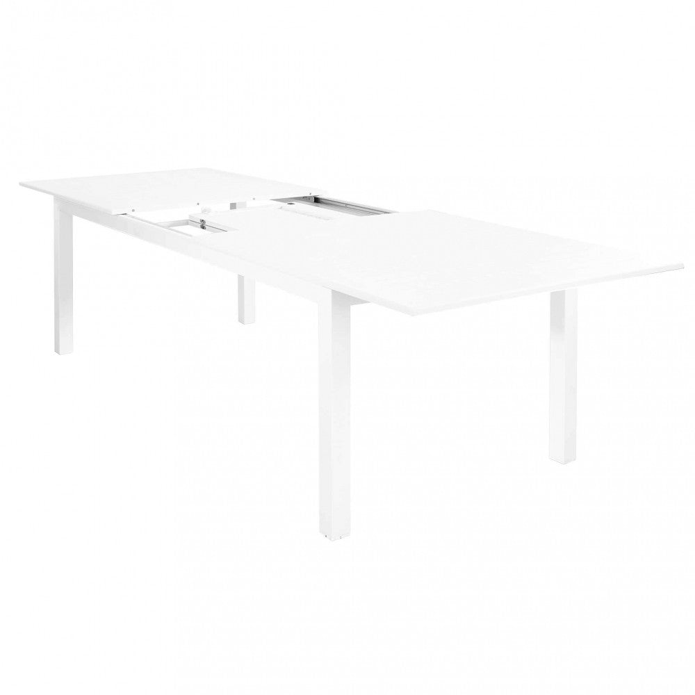 Dettaglio Apertura del Tavolo allungabile per esterni Cuba, con design rettangolare moderno, mostrato nella sua estensione massima | Albert Stock