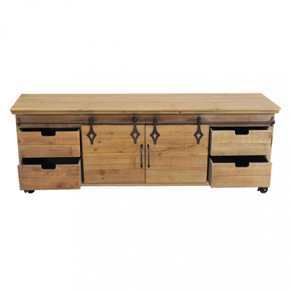 Dettaglio Cassetti del Mobile Porta TV Clement ambientato in un living, con televisore e accessori decorativi, evidenziando il suo stile essenziale e la sua capacità di valorizzare lo spazio | Albert Stock