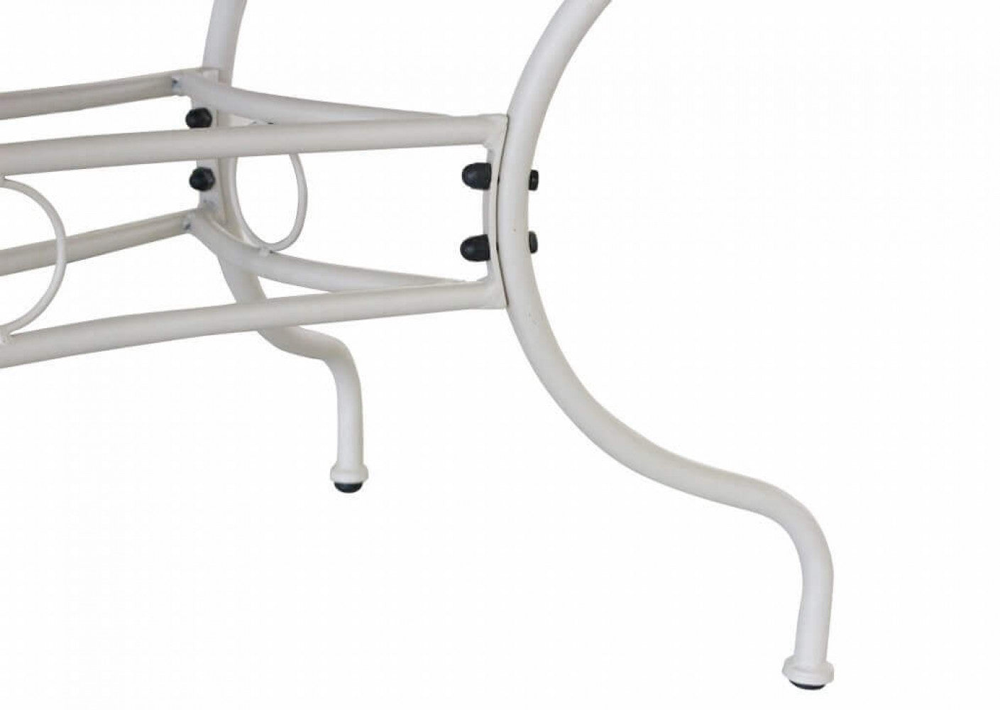 Dettaglio Gambe Tavolo fisso per esterni Perse, con base in ferro verniciato tortora e piano ovale decorato, ideale per giardini e terrazze | Albert Stock