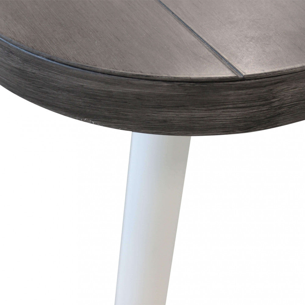 Dettaglio Gambe del Tavolo da giardino Granada 160x90 cm fisso, con struttura in alluminio bianco e piano effetto legno grigio, ideale per esterni | Albert Stock