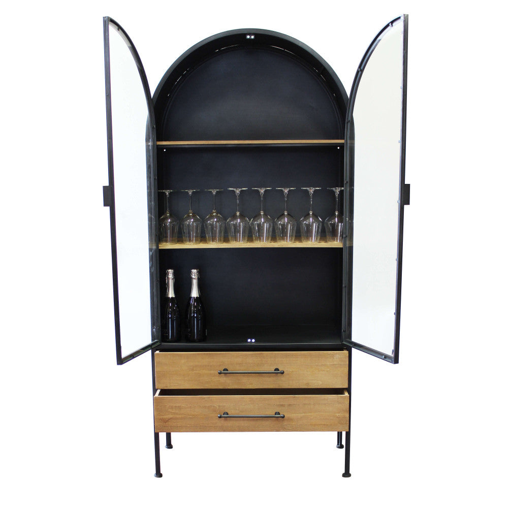 Dettaglio Interno Credenza moderna Mobile Chadwick per soggiorno e sala da pranzo, con ampio spazio di archiviazione | Albert Stock