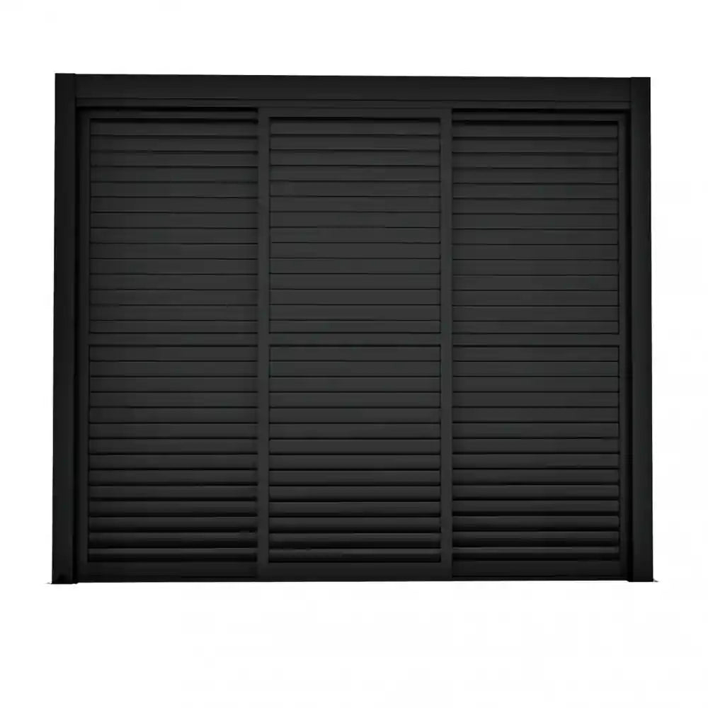 effetto privacy lamelle chiuse oscuranti del Laterale scorrevole in alluminio antracite per pergola bioclimatica 3 ante
