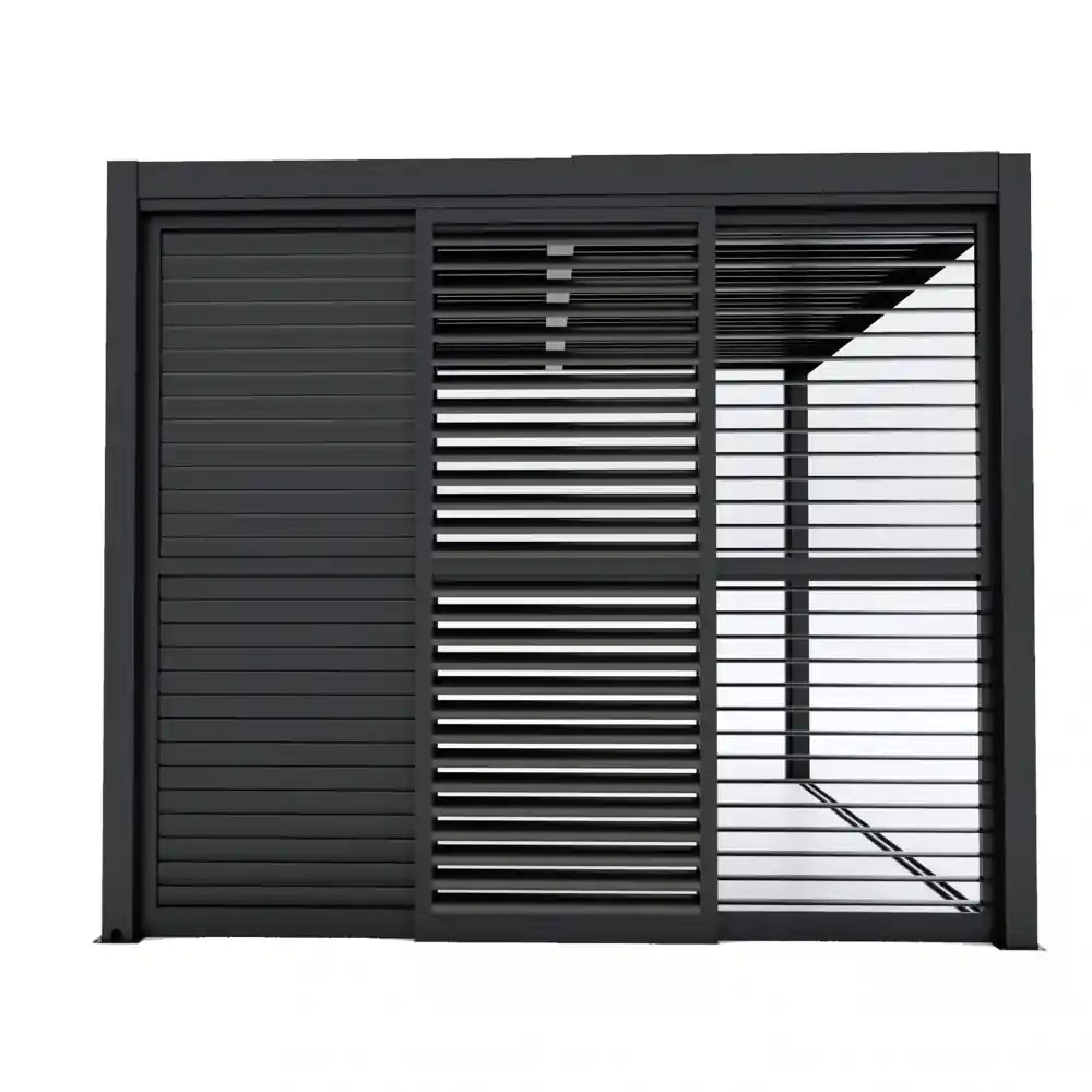 Laterale scorrevole in alluminio antracite per pergola bioclimatica 3 ante