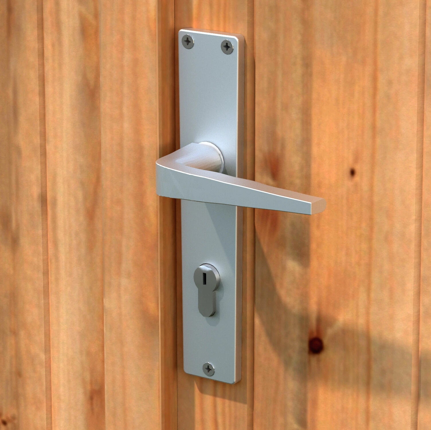 Dettaglio Maniglia Casetta da giardino in Abete impregnato in autoclave 380x337 cm, costruzione blockhouse 28 mm, doppia porta e finestra apribile.