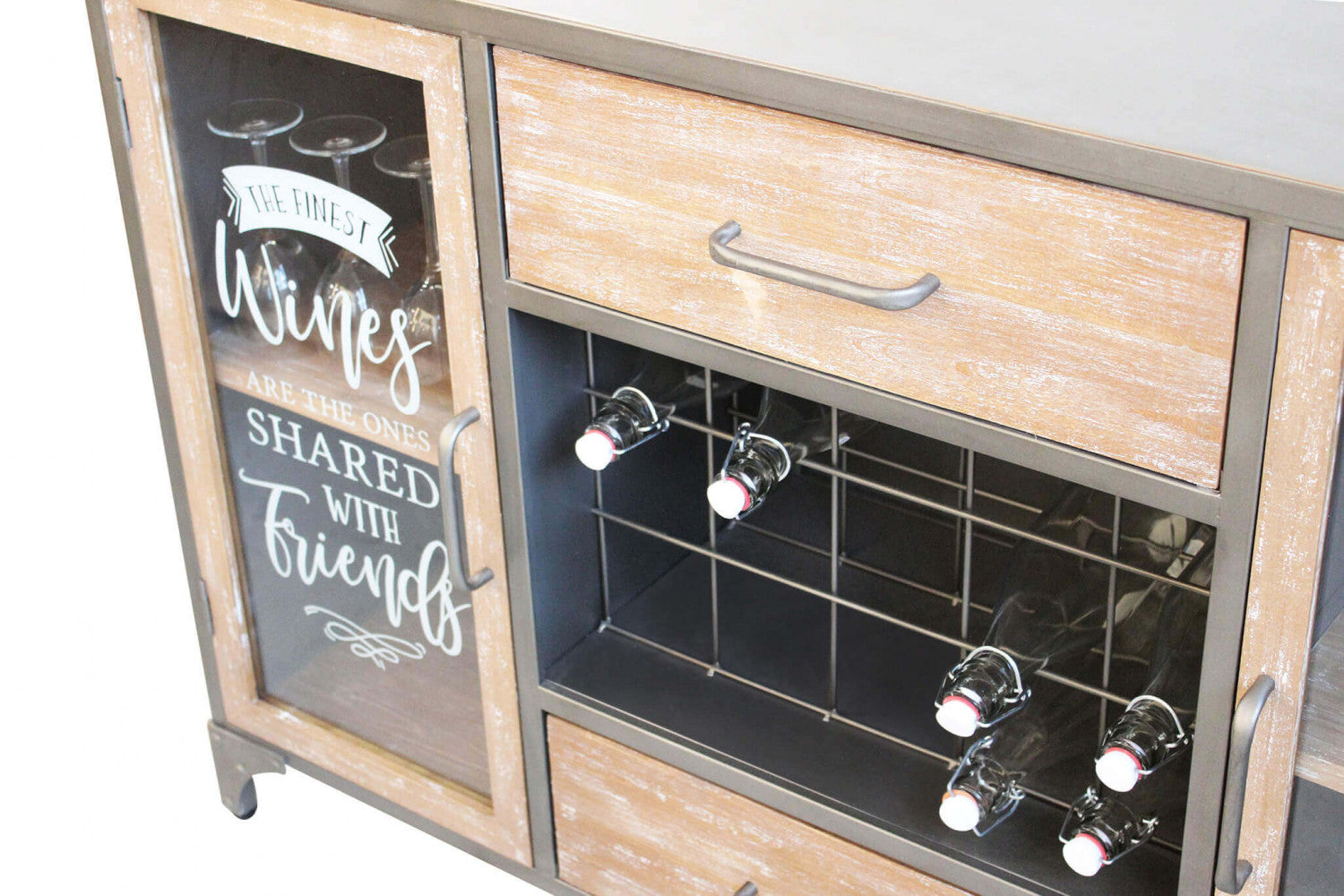 Dettaglio Credenza moderna Mobile Christian per soggiorno e sala da pranzo, con ampio spazio di archiviazione | Albert Stock