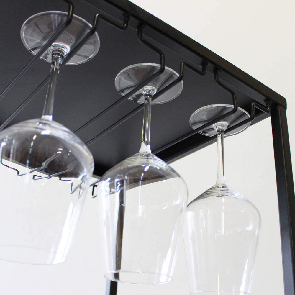 Mobile Mik elegante in legno marrone e struttura in acciaio antracite, stile industriale Dettaglio Portabicchieri | Albert Stock