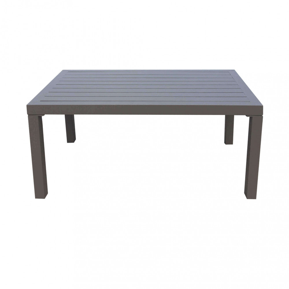 Primo piano della struttura in alluminio verniciato del tavolino del salotto Helsinki, che evidenzia la finitura e il design pulito