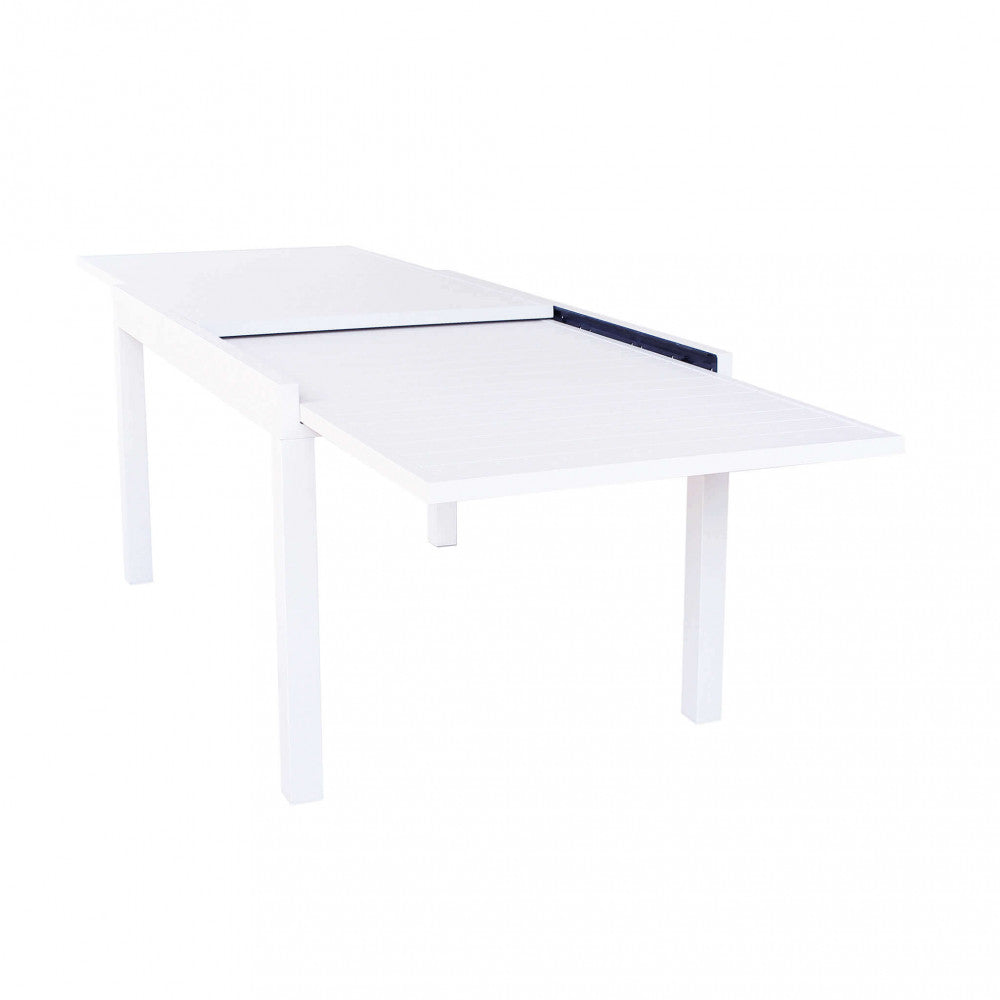dettaglio Tavolo da giardino Hawaii allungabile in alluminio bianco, ideale per grandi riunioni all'aperto | Albert Stock