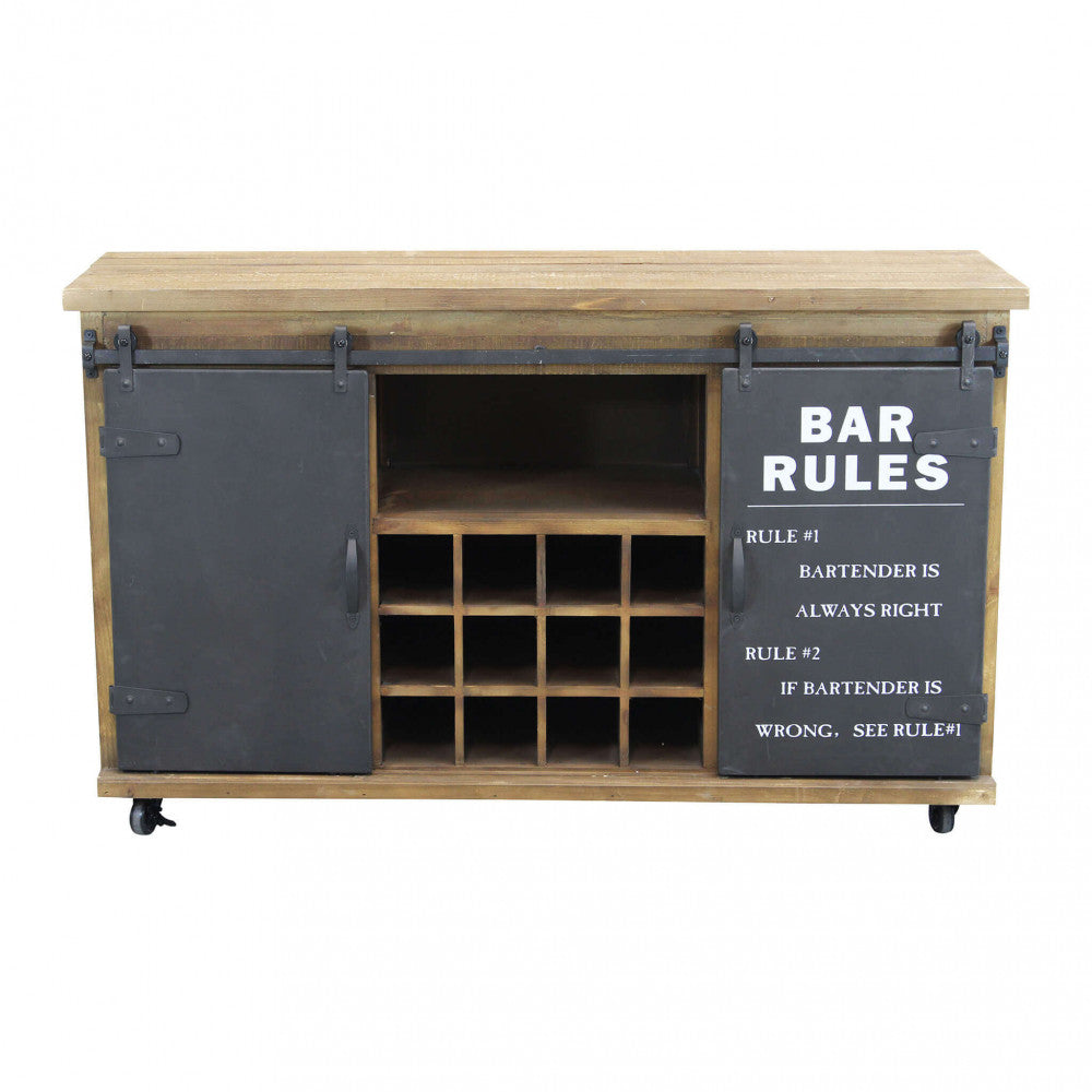 Dettaglio vista Frontale del Mobile Edmond, un arredo robusto in legno e metallo perfetto per organizzare e decorare | Albert Stock