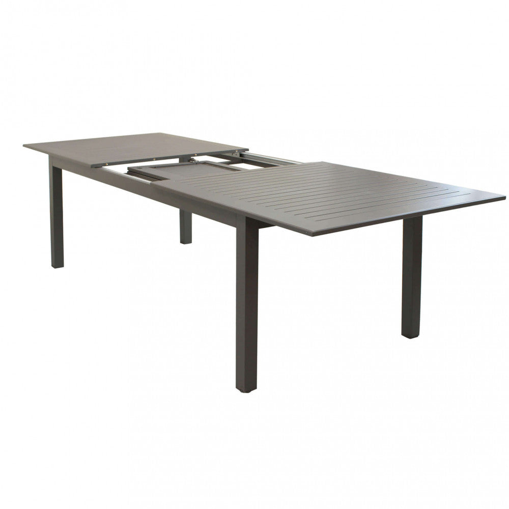 Dettaglio Vista del meccanismo di Apertura del Tavolo da giardino Cuba allungabile 220/280x100 cm in alluminio color taupe, ideale per grandi spazi esterni | Albert Stock