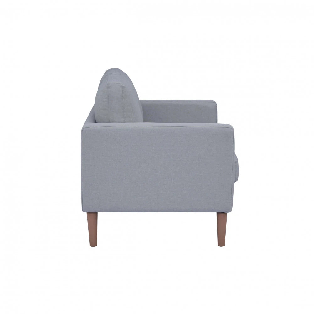 Divano 2 Posti Ramsey in Tessuto Grigio Chiaro (124 cm) con gambe in polipropilene, design moderno e compatto, vista laterale