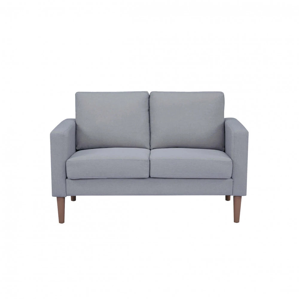 Divano 2 Posti Ramsey in Tessuto Grigio Chiaro (124 cm) con gambe in polipropilene, design moderno e compatto, panoramica Frontale