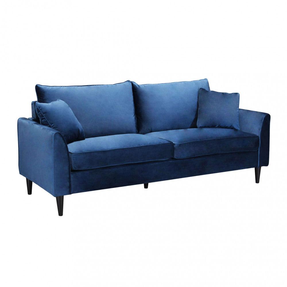 Divano 3 posti Chandler blu by Albert in velluto, design moderno ed elegante