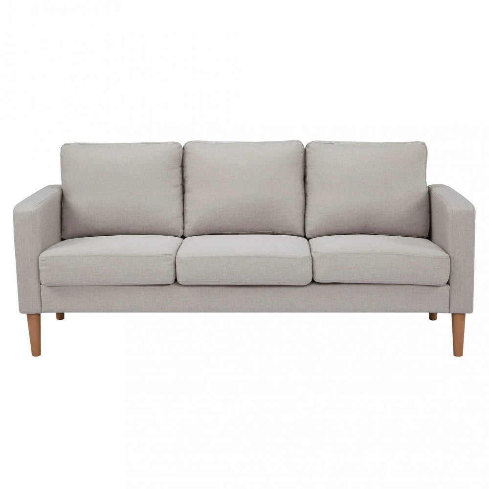 Divano 3 Posti Ramsey in Tessuto Beige (177 cm) con gambe in polipropilene, design moderno e compatto., Vista frontale