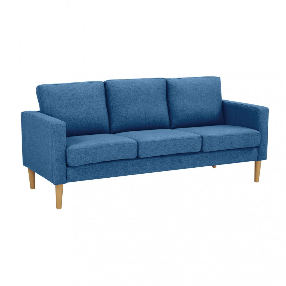 Divano 3 Posti Ramsey in Tessuto Blu (177 cm) con gambe in polipropilene, design moderno e compatto