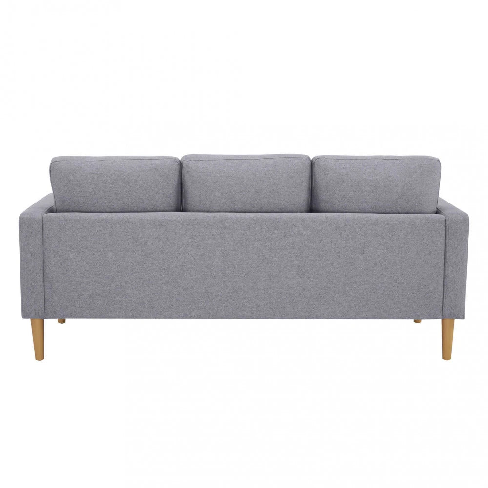 Divano 3 Posti Ramsey in Tessuto Grigio Chiaro (177 cm) con gambe in polipropilene, design moderno e compatto, vista posteriore