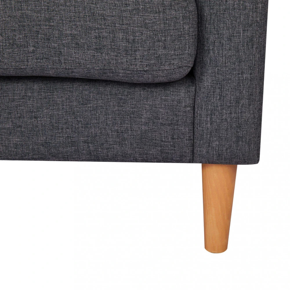 Divano 3 Posti Ramsey in Tessuto Grigio Scuro (177 cm) con gambe in polipropilene, design moderno e compatto, dettaglio piedi