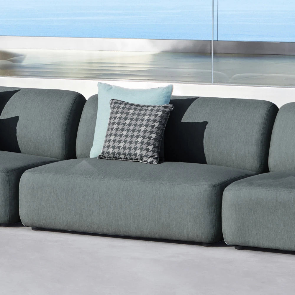 Divano Centrale da Esterno Vancouver 2 Posti con cuscini colore grigio, struttura in alluminio.