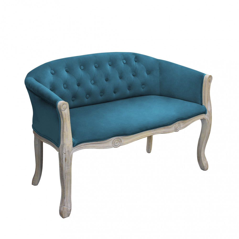 Divano Coleman by Albert in velluto colore blu, design elegante e compatto