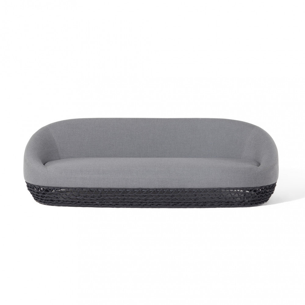 Divano da Esterno Lafayette 3 Posti con struttura in alluminio e rivestimento in corda grigia