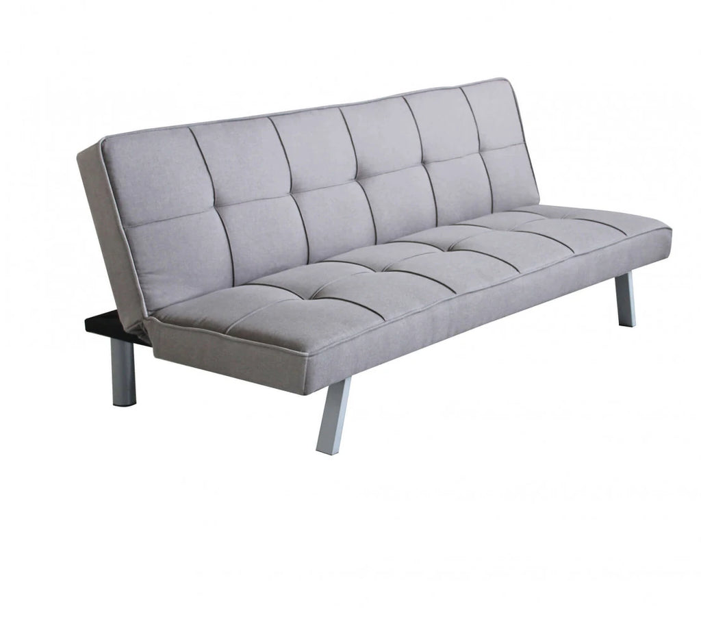 Divano Letto Aaron 178 cm in Tessuto Grigio Melange, struttura in metallo e legno, design compatto e versatile