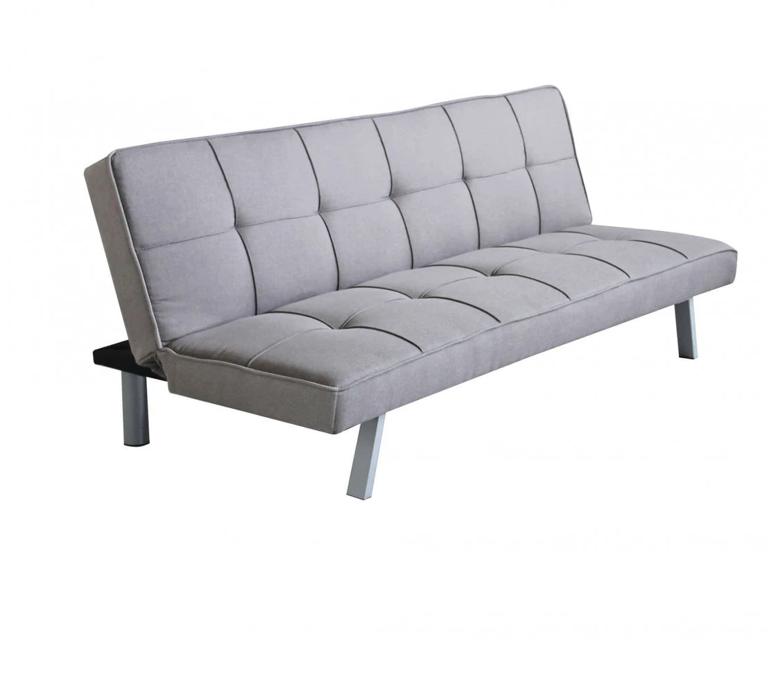 Divano Letto Aaron 178 cm in Tessuto Grigio Melange, struttura in metallo e legno, design compatto e versatile