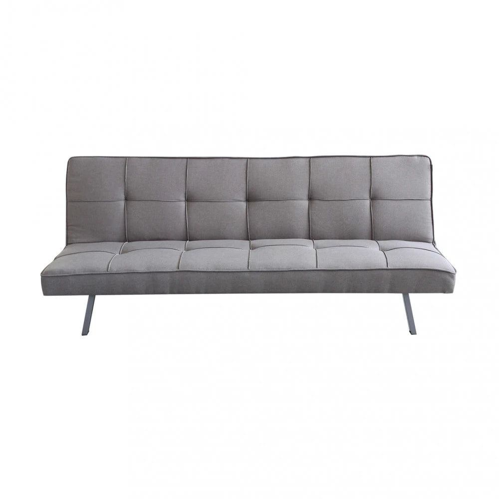 Divano Letto Aaron 178 cm in Tessuto Grigio Melange, struttura in metallo e legno, design compatto e versatile, vista frontale
