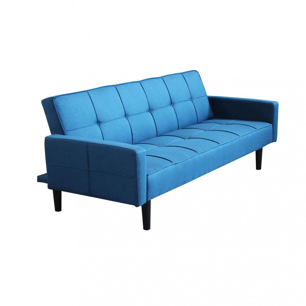 Divano Letto Anson 3 Posti in Tessuto Blu Mélange - HF807094 - foto 3