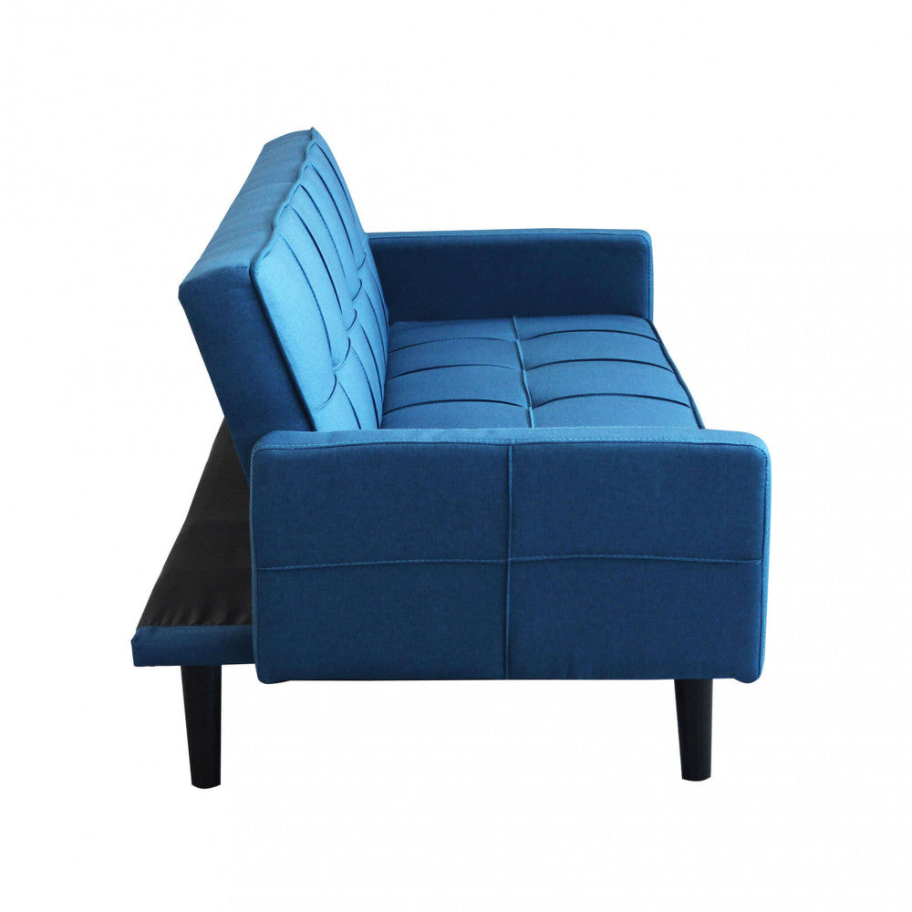 Divano Letto Anson 3 Posti in Tessuto Blu Mélange - HF807094 - foto 5