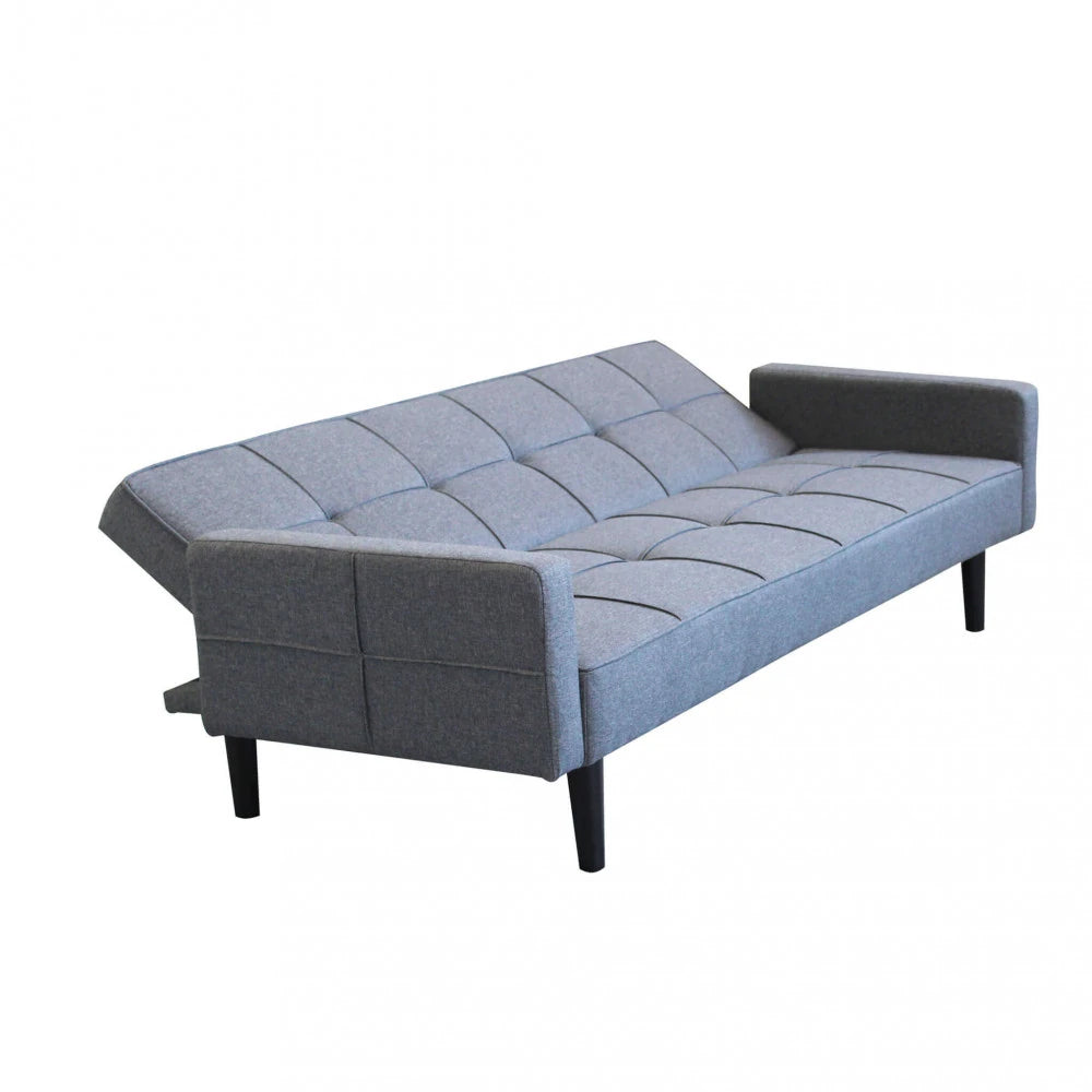 Divano Letto Anson 194 cm in Tessuto Grigio Scuro Melange, struttura in metallo e legno, design versatile e funzionale., meccanismo apertura letto