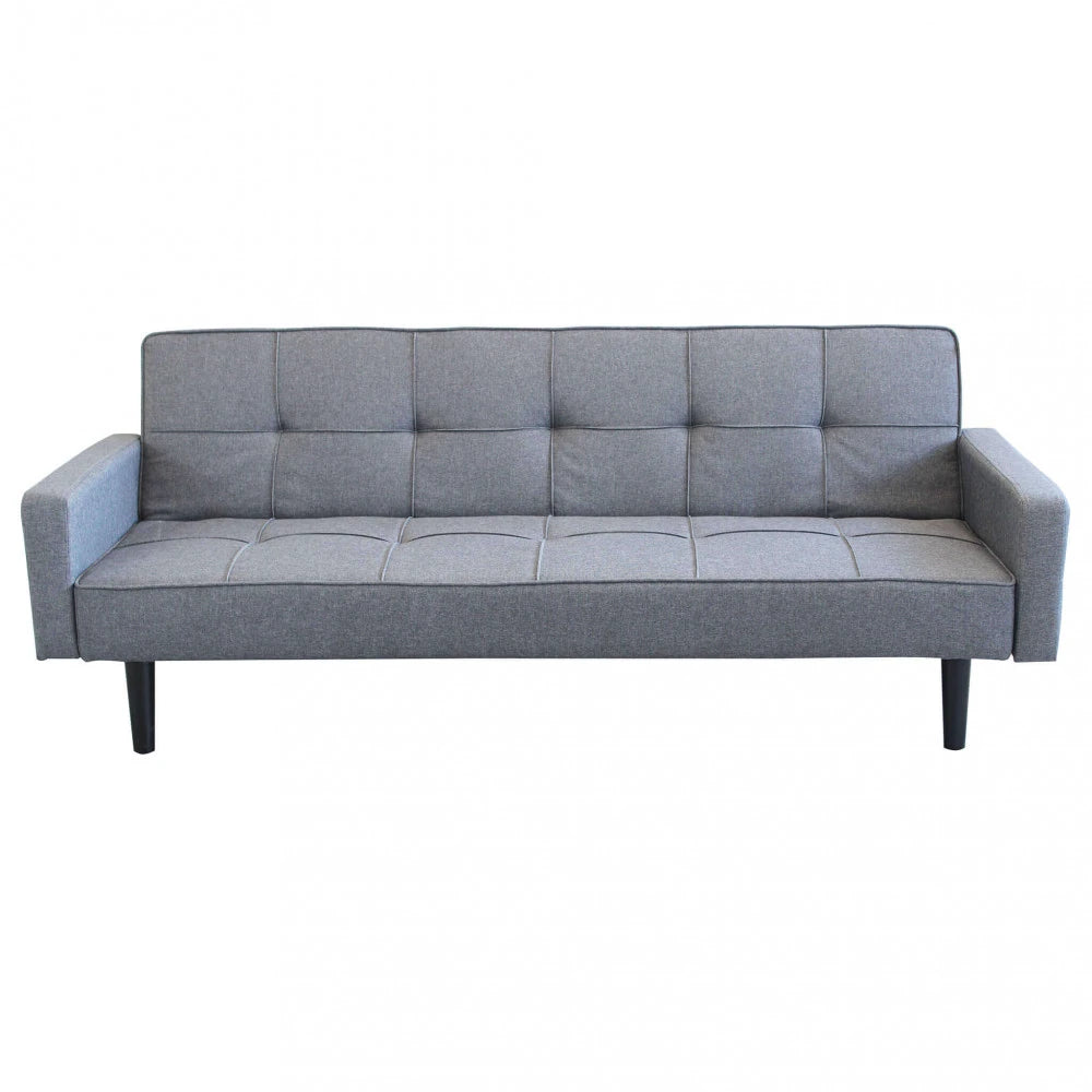 Divano Letto Anson 194 cm in Tessuto Grigio Scuro Melange, struttura in metallo e legno, design versatile e funzionale., vista frontale